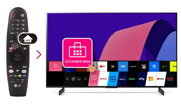 Nhấn nút Home trên remote. Chọn vào thẻ LG Content Store