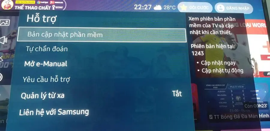 Cách cập nhật phần mềm cho tivi Samsung bằng USB & mạng