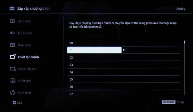 Các bước dò kênh tivi Sony đời cũ 2