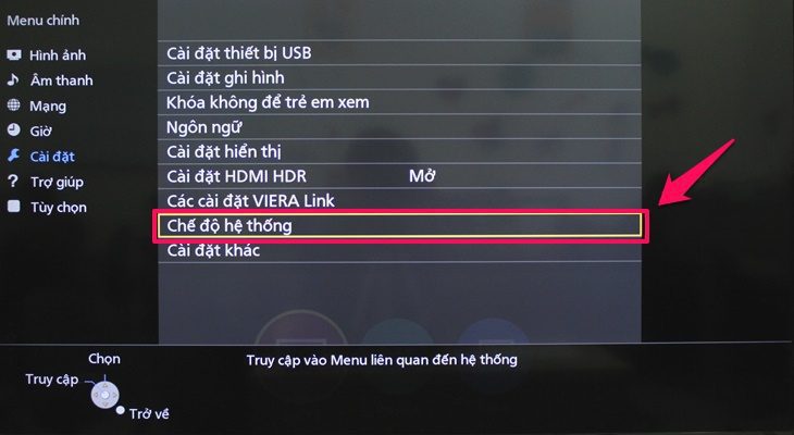 2. Cách để khôi phục cài đặt gốc ngay trên Smart tivi Panasonic 2018