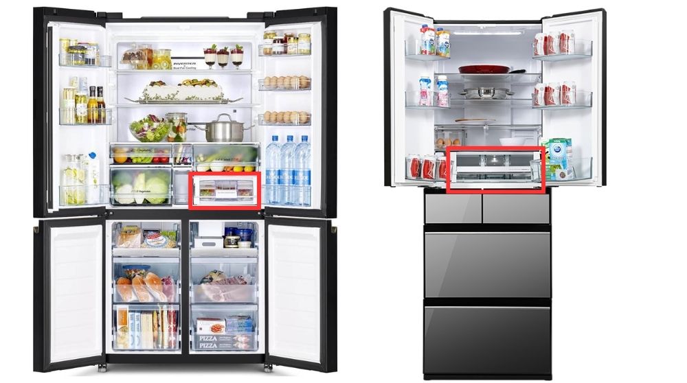 Vị trí ngăn chân không tủ lạnh Hitachi