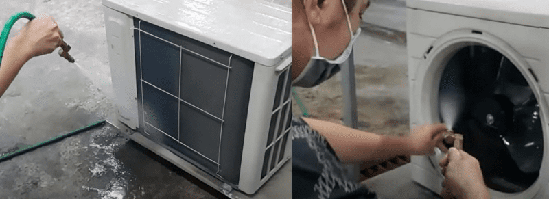 xịt rửa vệ sinh dàn nóng của điều hoà Midea