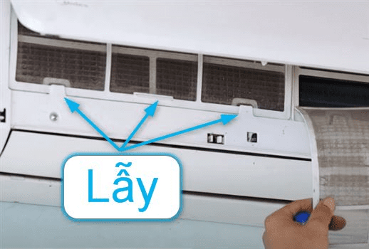 cách tháo lưới lọc điều hoà Midea