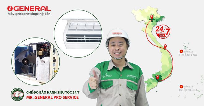 bảo hành nhanh chính hãng điều hoà General - mr. General pro service
