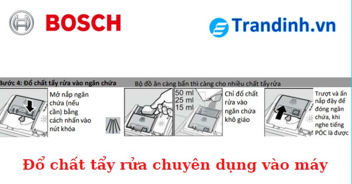 Đổ nước trợ xả vào máy