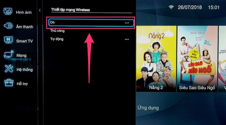 cách kết nối internet cho tivi ffalcon qua wifi - bước 4