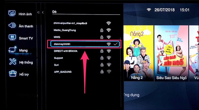 cách kết nối internet cho tivi ffalcon qua wifi - bước 5