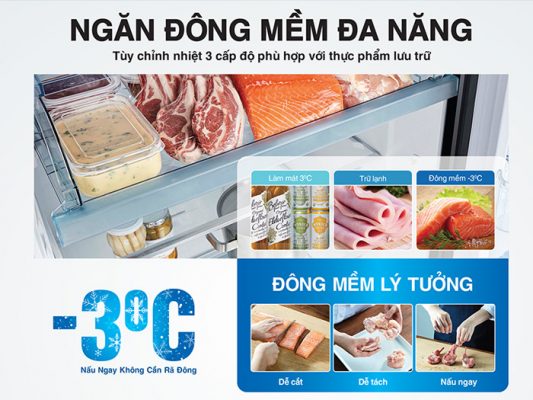đặc điểm chế độ đông mềm của ngăn Selectable Zone trên tủ lạnh hitachi