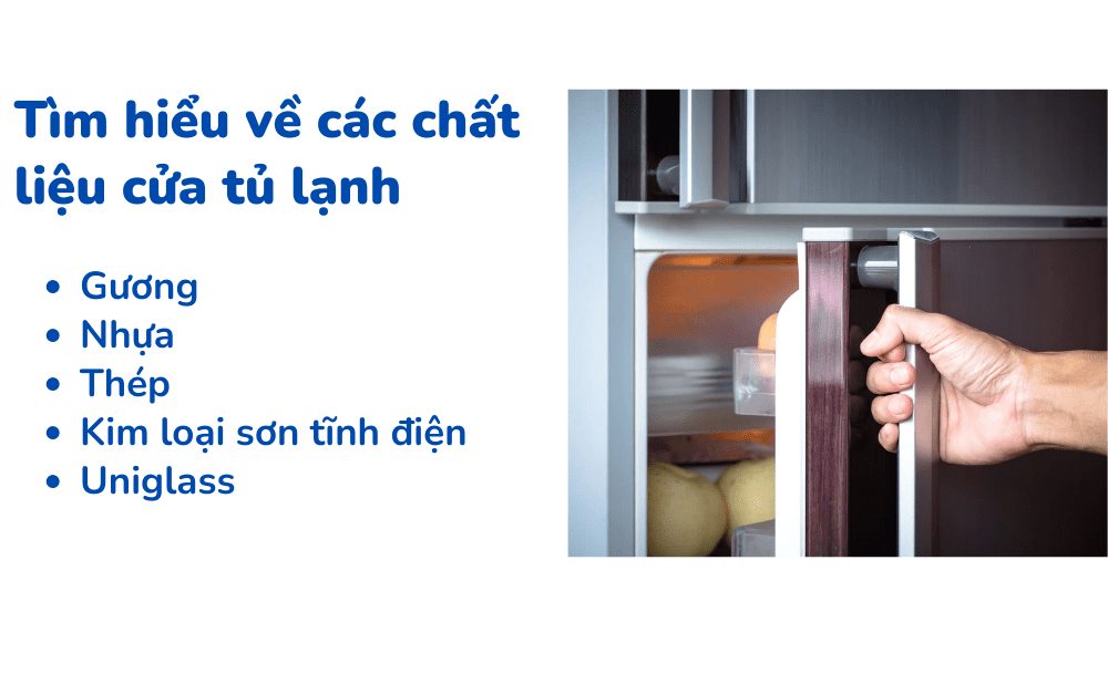 Khám phá các chất liệu cửa tủ lạnh phổ biến hiện nay