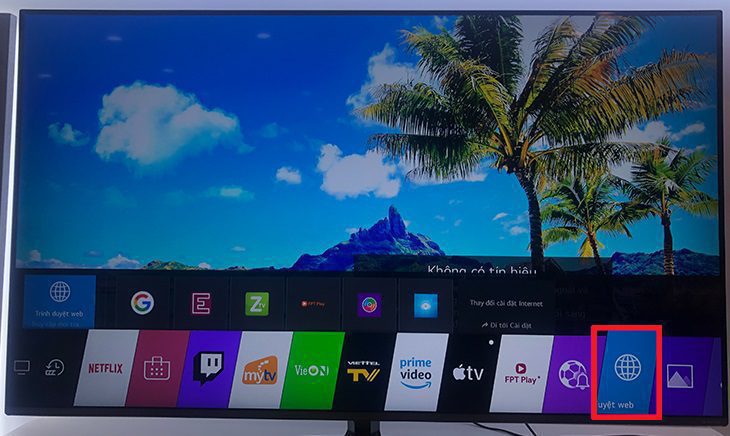 Chọn vào biểu tượng Trình duyệt Web Chọn vào biểu tượng Trình duyệt Web