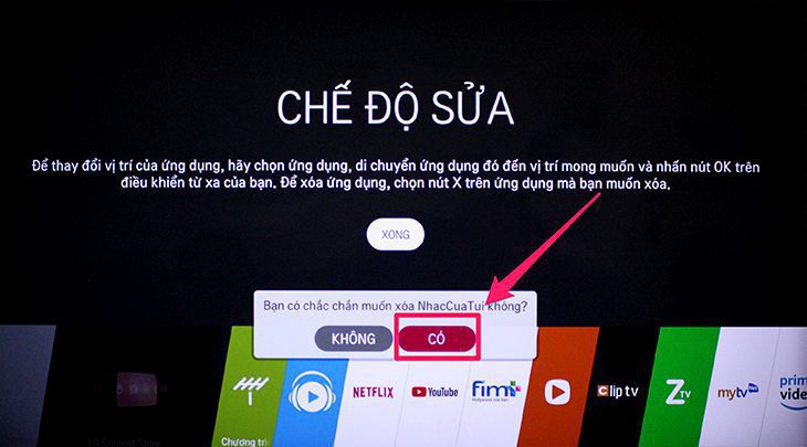 Bạn thực hiện thao tác nhấn nút Chọn trên điều khiển Bạn thực hiện thao tác nhấn nút Chọn trên điều khiển