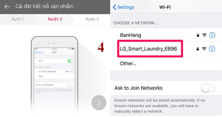 kết nối với máy giặt thông qua wifi