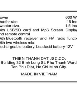 Loa kéo Karaoke Dalton TS-15G600X 600W - hình số 7