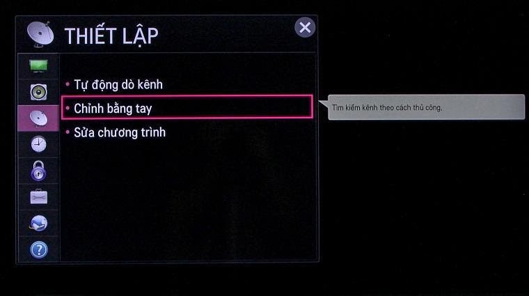 dò lại kênh để khắc phục lỗi tivi bị mất âm thanh