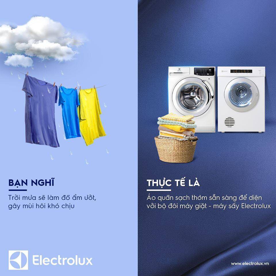 Máy giặt sấy Electrolux xóa tan nỗi lo quần áo bốc mùi ngày mưa