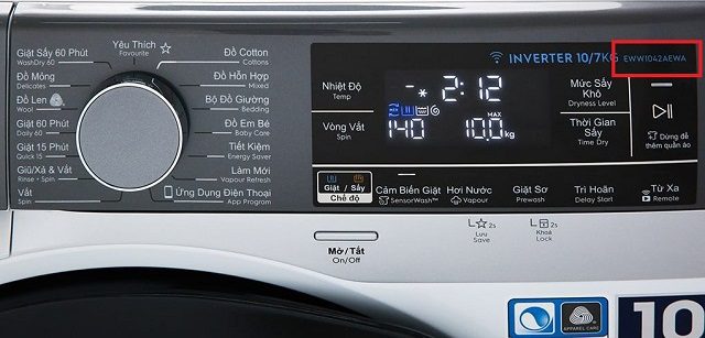 cách phân biệt máy giặt electrolux có sấy và không có sấy - cách 1