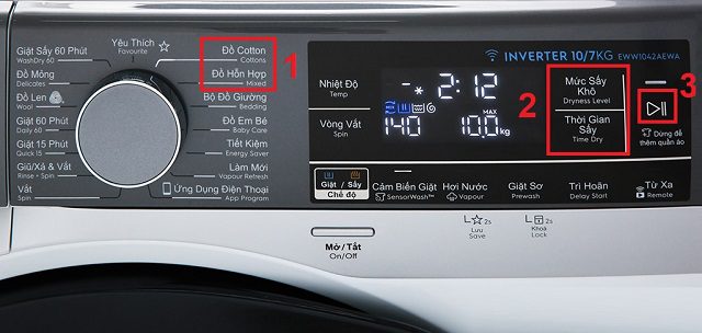 cách sử dụng máy giặt electrolux có sấy