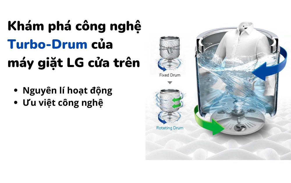 Công nghệ Turbo Drum trên máy giặt LG lồng đứng giúp gì cho người dùng?