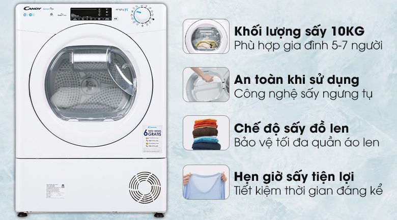 Máy sấy ngưng tụ Candy 10 Kg CSO C10TE-S, giá rẻ, chính hãng