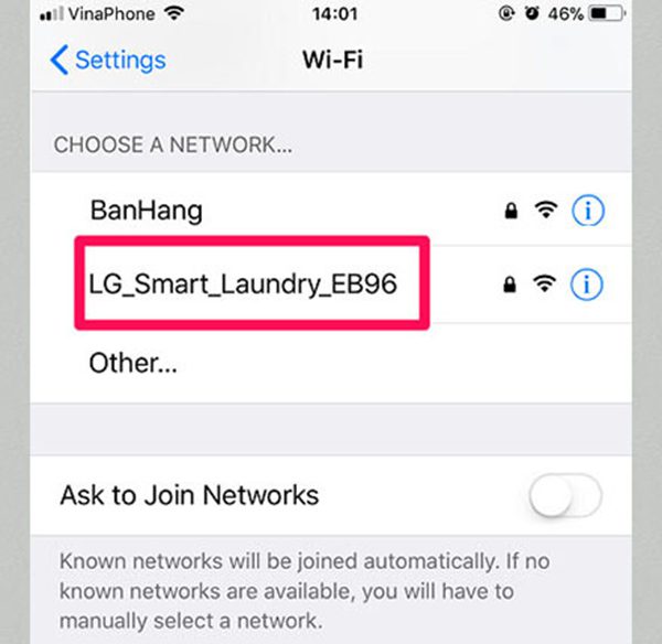 kết nối điện thoại với cột wifi của máy giặt lg