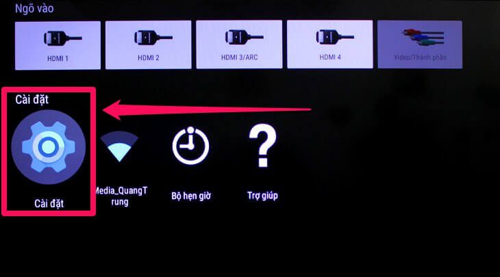 Chuyển tới mục cài đặt