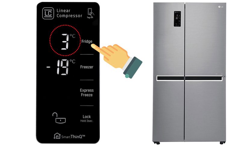 điều chỉnh nhiệt độ ngăn mát tủ lạnh LG bằng bảng điều khiển