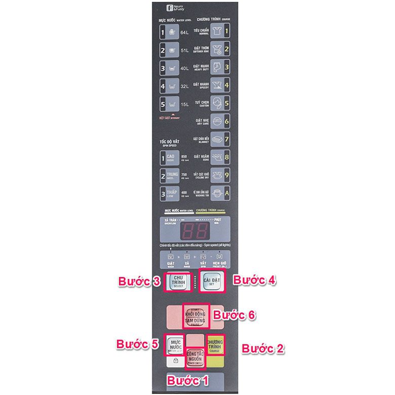 Cách cài đặt tùy chọn thời gian giặt máy giặt Aqua cửa trên
