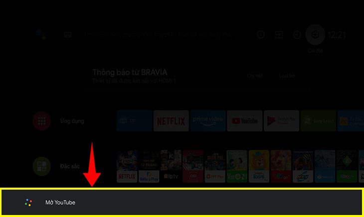 Nói vào remote để mở Youtube Nói vào remote để mở Youtube
