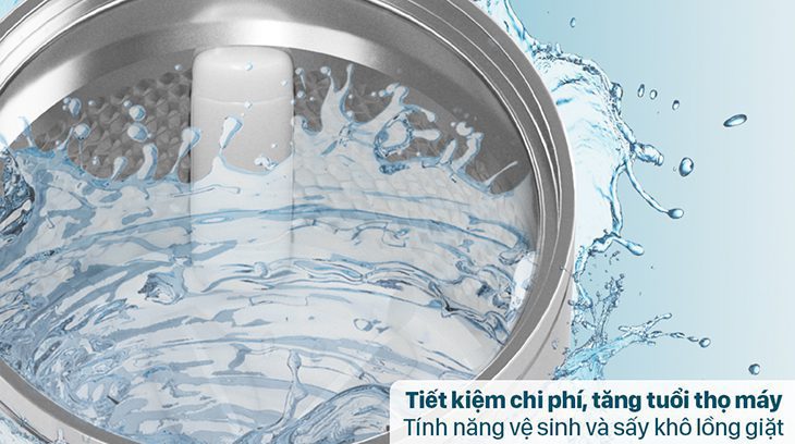 Máy giặt Casper 8.5 kg WT-85N68BGA có tính năng vệ sinh và sấy khô lồng giặt