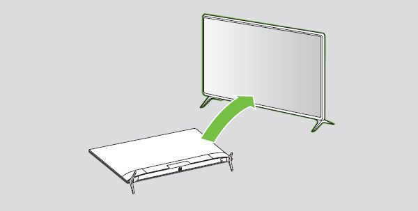 nhấc tivi thẳng đứng.