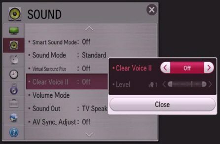 Home or Smart → Setting → Sound → Clear Voice