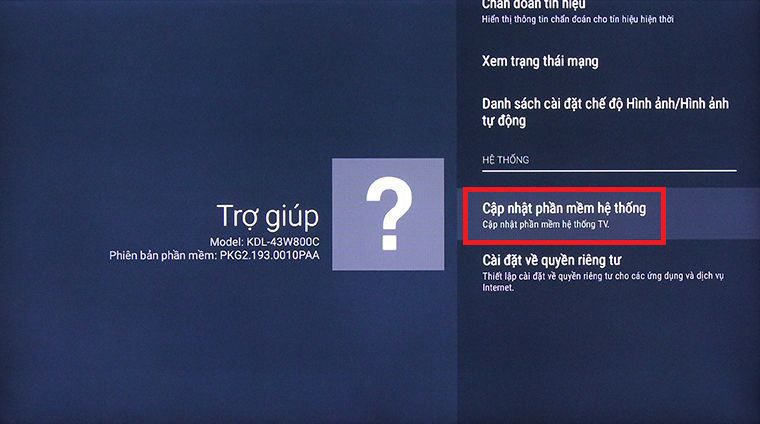 Chọn Cập nhật phần mềm hệ thống Chọn Cập nhật phần mềm hệ thống