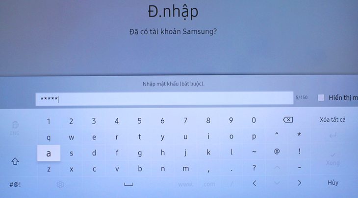Nhập mật khẩu Account Samsung