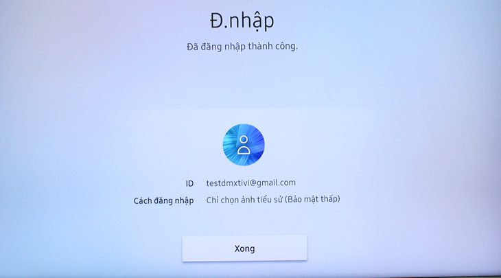 Đăng nhập tài khoản thành công
