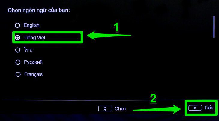 Các bước cài đặt ban đầu tivi TCL chạy hệ điều hành TV OS