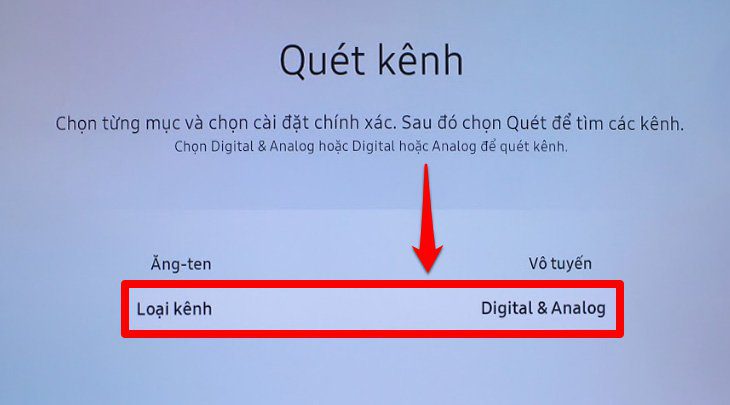 Bạn chọn vào mục Hướng dẫn cách dò kênh DVB-T2 trên Smart tivi Samsung - bước 8
