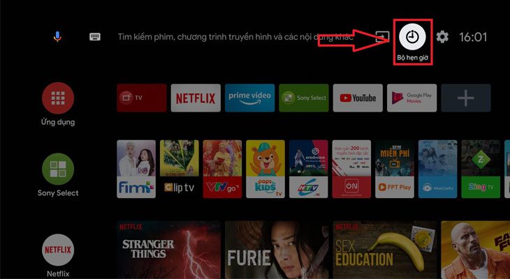 Bộ hẹn giờ trên tivi Sony Bộ hẹn giờ trên tivi Sony