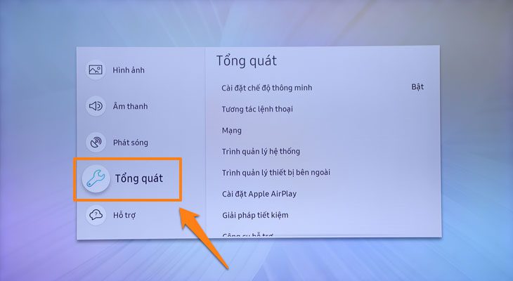 Chọn Tổng quát Hướng dẫn cách hẹn giờ tắt cho Smart tivi Samsung - Chọn Tổng quát