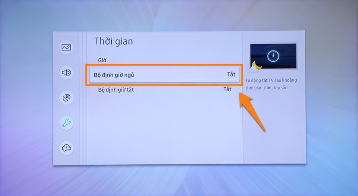 Chọn Bộ định giờ ngủ Chọn Bộ định giờ ngủ