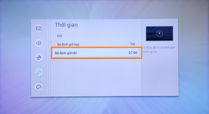 Bảng thông tin lịch tắt của tivi Bảng thông tin lịch tắt của tivi