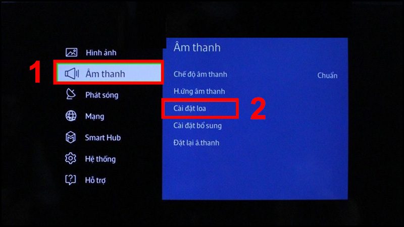 Chọn mục Âm thanh và chọn Cài đặt loa