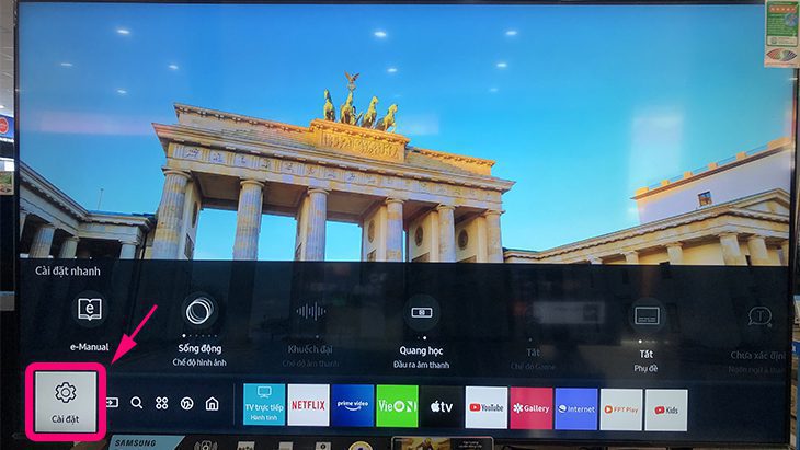 Mục cài đặt trên tivi Samsung