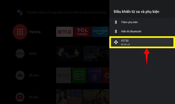 loa bluetooth và tivi TCL đã được ghép nối