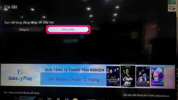 Hướng dẫn đăng nhập tài khoản ứng dụng Galaxy Play - bước 2