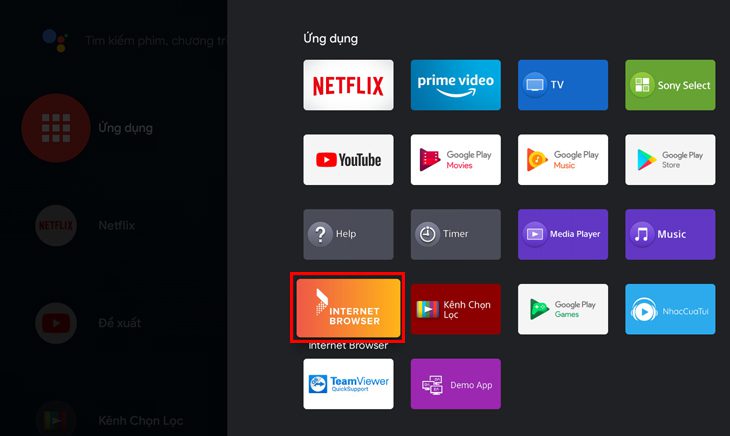 Chọn Internet Browser
