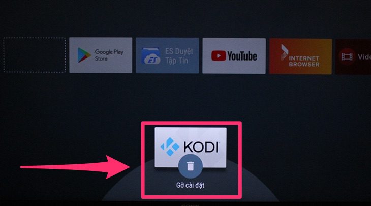 Ứng dụng cần xoá trên tivi gỡ Ứng dụng cần xoá trên tivi sony