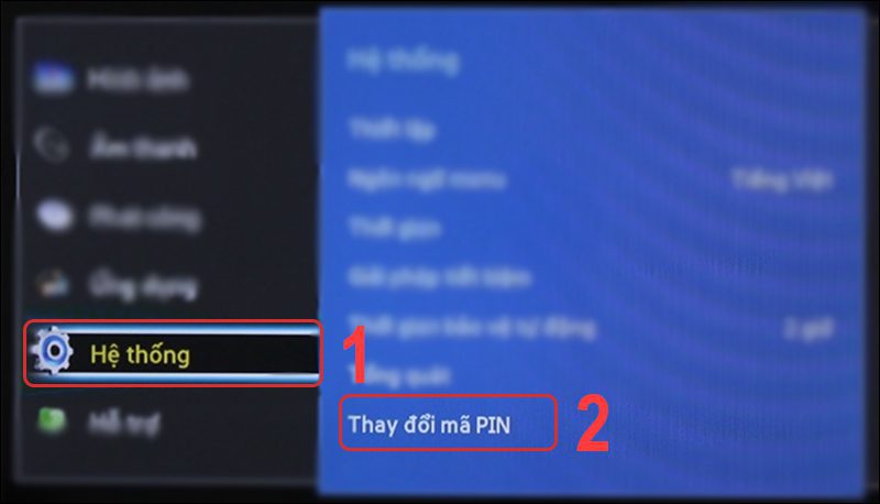 đổi mã PIN trên tivi Samsung thường