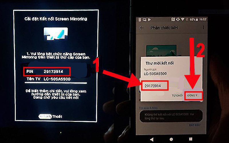 kết nối tivi sharp với điện thoại bằng Screen Mirroring