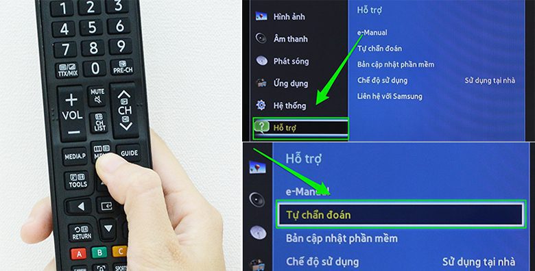 reset tivi samsung thường khắc phục tivi bị mất màu bước 1