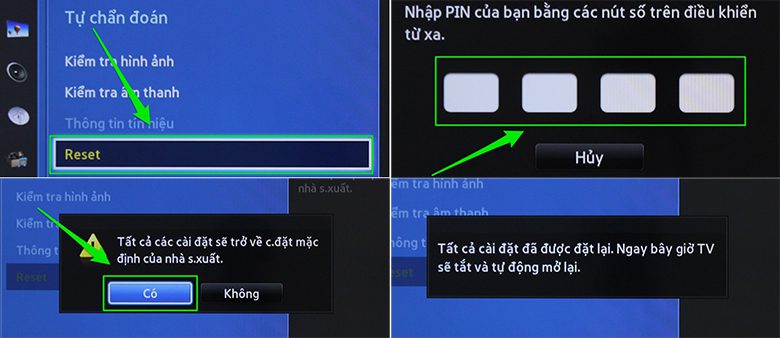 reset tivi samsung thường khắc phục tivi bị mất màu bước 2